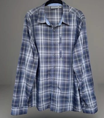 Camisa a Cuadros Free Country Secado Rápido Botones Mecha de Humedad Excursión Gris Grande Foto 1 de 4