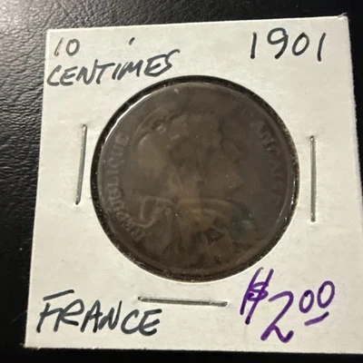 Moneda de bronce de 10 céntimos Francia 1901 Foto 1 de 4
