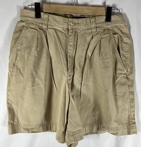 Vintage Ambercrombie Pleated Women’s Khaki Shorts sz 12 High Rise w/5” inseam - Picture 1 of 14