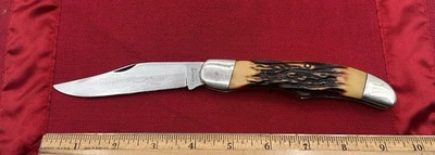 Cuchillo Cazador Plegable Marca Espada Camillus #6 De Colección EE. UU. Hoja con Funda de Cuero Foto 1 de 4