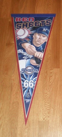 2001 Ben Sheets Milwaukee Brewers player pennant #66 error Rookie Season Cover