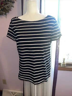 Camisa manga corta Kate Spade New York Broome Street blanca y negra a rayas XL Foto 1 de 4