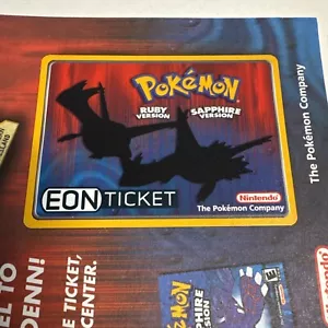 Pokemon Eon Ticket Nintendo Power Promo Clean! Unused Never Removed Rare! - Picture 1 of 14
