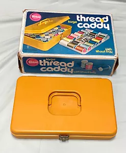 2 VTG Wilson Wil-Hold Plastic Sewing Box Cases Yellow Gold - Picture 1 of 3