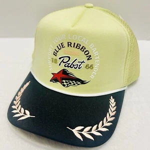 Truckermütze Kappe Pabst blau Band Racing A-Rahmen Schaumstoff Druckknopflasche verstellbar grün - Bild 1 von 5