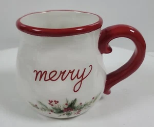 Taza de bayas de acebo de cerámica ~ Feliz ~ Temporadas selectas de firma - Imagen 1 de 10