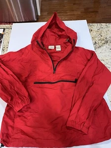 LL Bean Half Zip Jacket Red Windbreaker Womans size Small Red Vintage-030 - Picture 1 of 8
