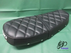 Fit SUZUKI T250 T350 BLACK SEAT & DIAMOND CUT PATTERN & BUTTON **TO351** - Picture 1 of 6