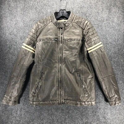 BKE Jacket Mens Small Brown Faux Leather Full Zip Lined Moto Jackman Wolverine - Image 1 of 4