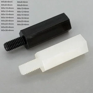 M3 M4 Nylon White/Black Hexagonal Pillar Female/Male Standoff Spacer PCB Tapped - Picture 1 of 5