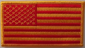 "PARCHE DE CHALECO BANDERA AMERICANA ROJA Y DORADA - EE. UU. 50 ESTRELLAS AMÉRICA - NUEVO 2 X 3 1/2" - Imagen 1 de 1