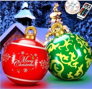 Inflatable Xmas Yard Decor XL Christmas Ornaments 2pc Color Changing LED Lights - Picture 1 of 9