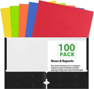 100 Pack of Bulk Colorful Paper Folders with Pockets - Wholesale Folders (100... - Picture 1 of 9