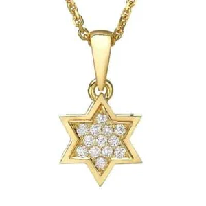 Pequeña Estrella de David Diamante Tachonado en Oro 18k Colgante Mini Joyería Judía - Imagen 1 de 8