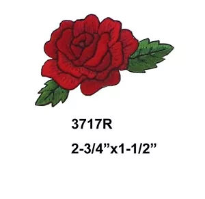 #3717R Toppa con ricamo fiori rosa rossa ferro su applique - Foto 1 di 1