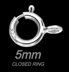 5mm STANDARD WEIGHT 14k White Solid Gold Spring Ring Clasp CLOSED Jump RHODIUM - Picture 1 of 4