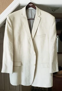 NEW CALVIN KLEIN TAN BEIGE PURE LINEN SPRING SUMMER DOUBLE VENTS SPORTCOAT 48LG - Picture 1 of 16