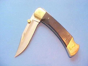 RARE CUSTOM UNUSED BUCK 110 KNIFE CARBON FIBER LEATHER SHEATH ONE-HAND OPENER - Picture 1 of 12