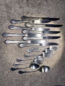 Oneida Profile Stnls Morning Blossom Salad Forks Knives Teaspoon Tablespoons 16