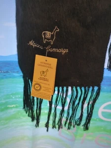 ALPACA CAMARGO Scarf Waist Black Sustainable Earth Friendly Peru 9x70 A99 - Picture 1 of 6