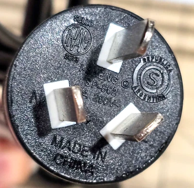 I-SHENG SP-852 Power Cord Argentina IRAM 10A 250V IEC C13 Plug - Image 1 of 4