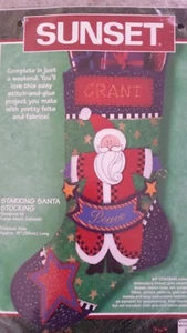 SONNENUNTERGANG WEIHNACHTSMANN STOFF FILZ WEIHNACHTSSTRUMPF SET 15 ZOLL VON 1997 - Bild 1 von 2