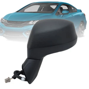 Left Hand Electric Door Side Mirror For Honda Civic 2012 2013-2015 Primer Black - Picture 1 of 14