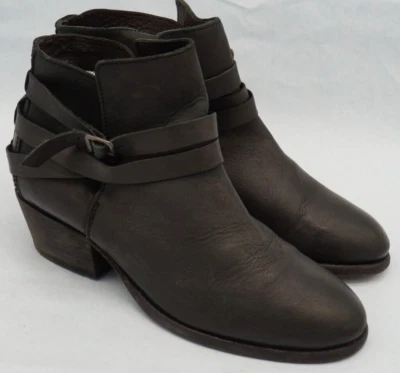Botas Hudson Mujer 39 EE. UU. 9 Tobillo Cuero Pull On Western Informales Negras Foto 1 de 4