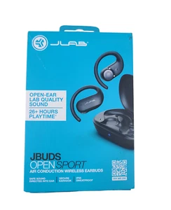 JLab Open Sport Wireless Bluetooth Earbuds Open-Ear Hook Design - Black - Picture 1 of 4