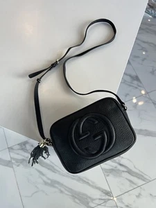 Gucci Soho Disco Bag Leather Crossbody Shoulder Bag Small Navy blue 308364 - Picture 1 of 24