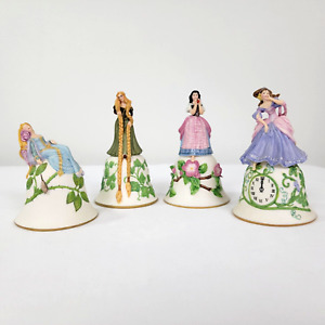 1984 Franklin Porcelain Disney Princess BELL SET Snow White Cinderella Rapunzel