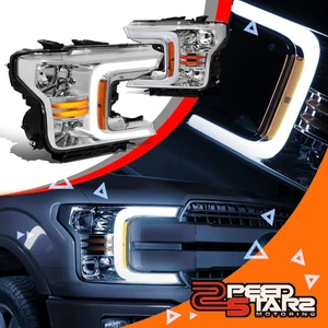 Lámpara de faros de señal secuencial LED DRL cromada/ámbar 3D para Ford F150 18-21 - Imagen 1 de 12