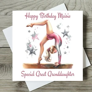 Gymnast Birthday Card Personalised Granddaughter Daughter Niece Friend Any Age - Picture 1 of 2