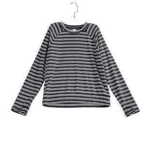 Athleta Mädchen Heim Stretch Streifen Top Langarm grau pink Mädchen Medium 8 10 - Bild 1 von 9