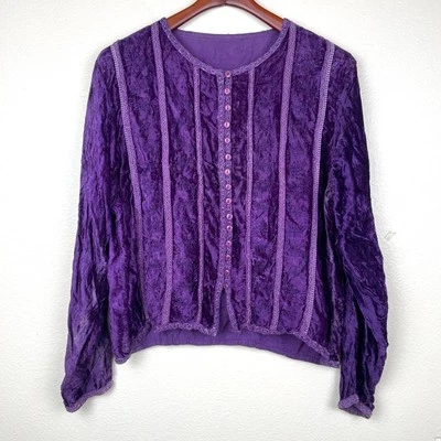 Vintage Womens Top Sz M/L Crushed Velvet Whimsigoth Fairy Grunge Boho Hippie  - Imagem 1 de 4