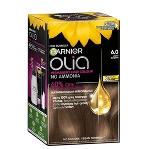 Garnier Olia 6.0 Light Brown Permanent Vegan Hair Colour Dye No Ammonia 60% Oils - Picture 1 of 1