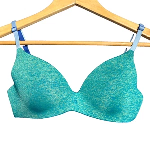 Sujetador Victoria Secret 32B sin cables push up verde azulado liso inalámbrico sin cables multivía - Imagen 1 de 11
