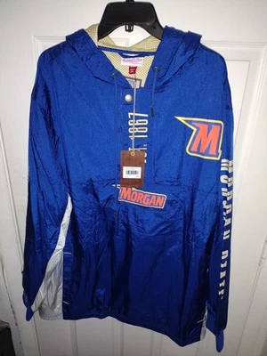 Chaqueta cortavientos Mitchell & Ness Morgan St Bears HBCU Anorak azul para hombre 2XL nueva Foto 1 de 4