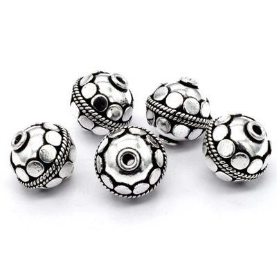 2 PCS 16MM BALI BEAD ANTIQUE SILVER PLATED JEWELRY MAKING BEAD B14 - Image 1 of 4