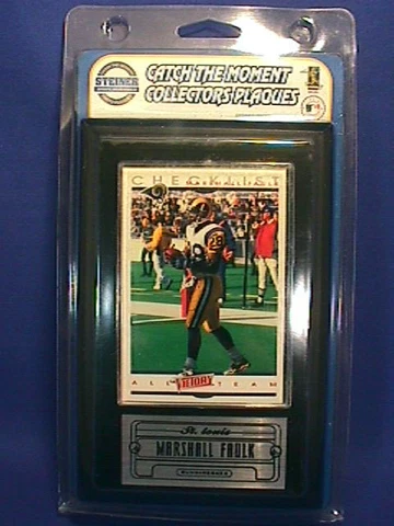 2001 MARSHALL FAULK  Rams Steiner Collectors Plaque NIP Cover