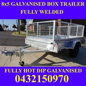 8x5 box trailer fully welded fully galvanised with mesh crate heavy duty - Picture 1 of 8