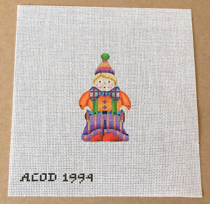 ACOD Halloween Trick or Treater "Cute Clown" Handpainted Needlepoint Canvas