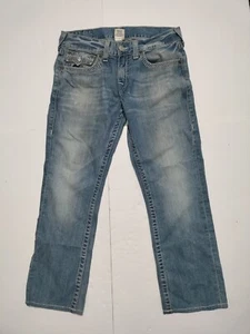 True Religion Mens MDE859Z05 Size 31 Straight Faded Light Blue Jeans - Picture 1 of 14