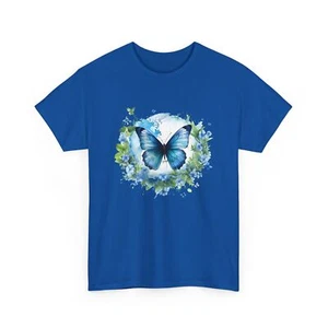 Autism Awareness Blue Butterfly Earth Trendy Butterfly Print Shirt Women’s - Picture 1 of 85