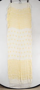 Bufanda de moda World Market amarillo blanco estampado geométrico viscosa flecos informal - Imagen 1 de 7