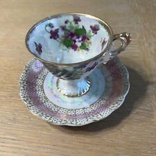 Royal Sealy China Flower Teacup and Saucer from Japan (defect - chip in glass)