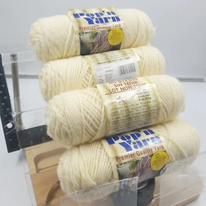 Lot 4 Skeins Vintage Pop'N Yarn Acrylic 4 Ply Worsted USA A3-122 Off White 3 oz - Picture 1 of 19