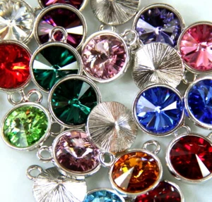 TierraCast Birthstone Charms w/Swarovski Crystals, Rhodium Plated, You Choose - Picture 1 of 4