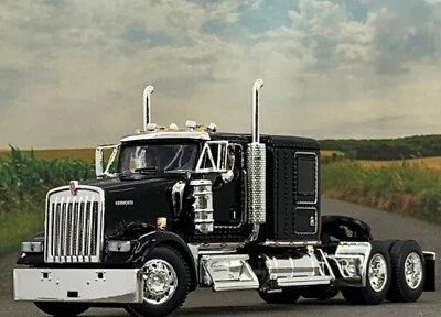1/64 DCP BLACK KENWORTH W900L W/ 60" FLAT TOP SLEEPER - Image 1 of 4