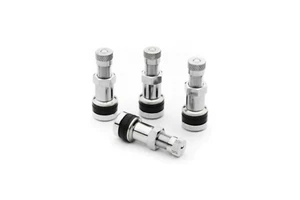 4PC Chrome Silver Bolt in Wheel Alloy Valves Caps Metal 8mm 11mm BBS RS RC LM OZ - Imagen 1 de 1